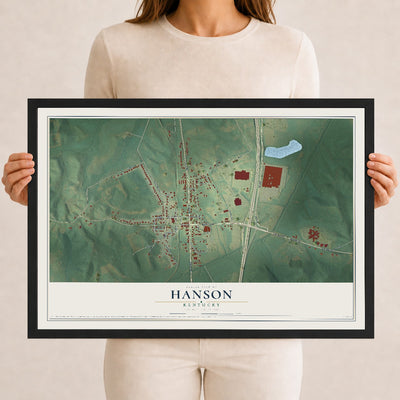 Map of Hanson, Kentucky, 12 x 18 inch print in a black wood frame