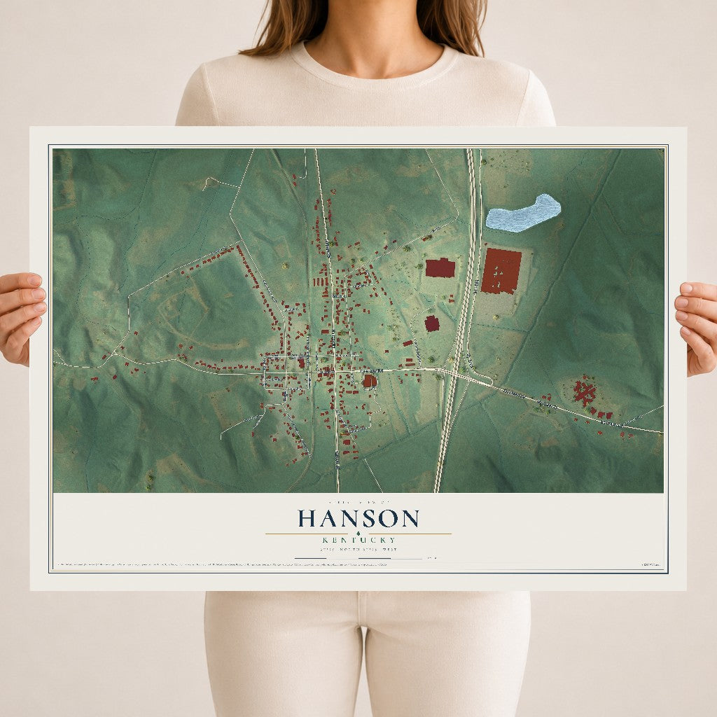 Map of Hanson, Kentucky, 18 x 24 inch unframed archival matte print