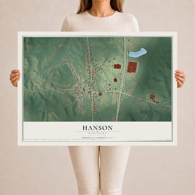 Map of Hanson, Kentucky, 24 x 36 inch unframed archival matte print