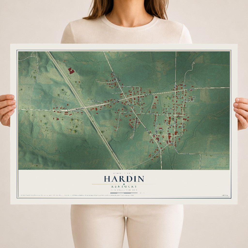 Map of Hardin, Kentucky, 18 x 24 inch unframed archival matte print