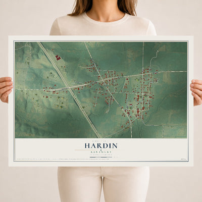 Map of Hardin, Kentucky, 18 x 24 inch unframed archival matte print