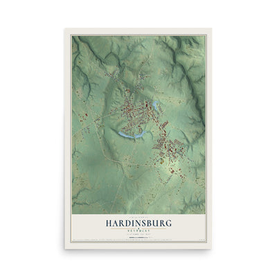 Map of Hardinsburg, Kentucky, 12 x 18 inch unframed archival matte print