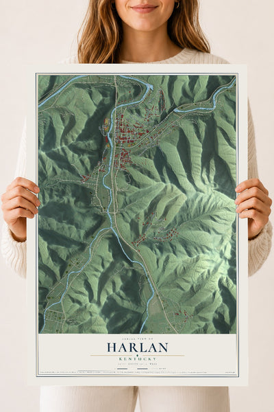 Map of Harlan, Kentucky, 18 x 24 inch unframed archival matte print