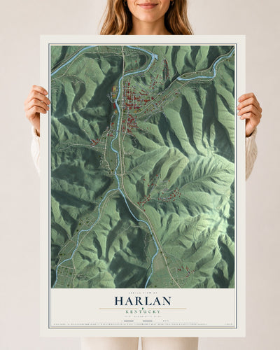 Map of Harlan, Kentucky, 24 x 36 inch unframed archival matte print