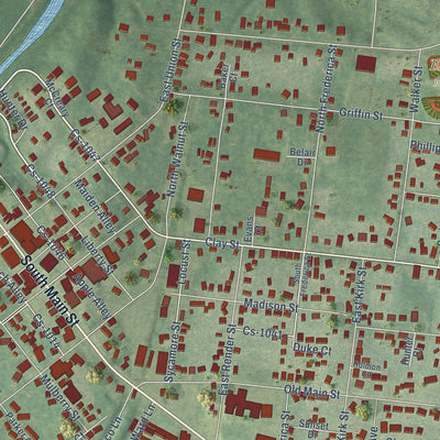 Close-up of the map of Hartford, Kentucky print showing street and building detail