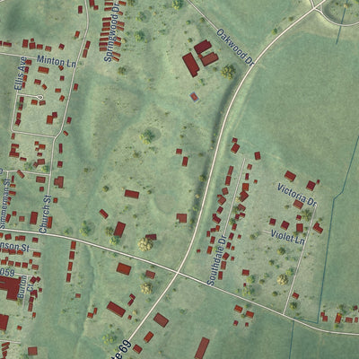 Second close-up of the map of Hartford, Kentucky print showing more streets and buildings