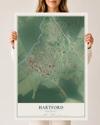 Map of Hartford, Kentucky, 24 x 36 inch unframed archival matte print