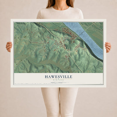 Map of Hawesville, Kentucky, 24 x 36 inch unframed archival matte print