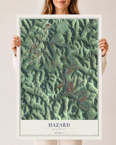 Map of Hazard, Kentucky, 24 x 36 inch unframed archival matte print