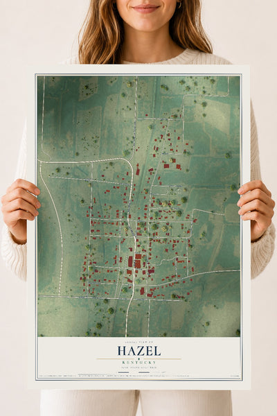 Map of Hazel, Kentucky, 18 x 24 inch unframed archival matte print