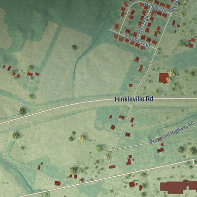 Close-up of the map of Heath, Kentucky print showing street and building detail