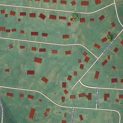 Close-up of the map of Hebron Estates, Kentucky print showing street and building detail