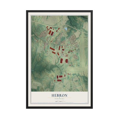 Map of Hebron, Kentucky, 12 x 18 inch print in a black wood frame