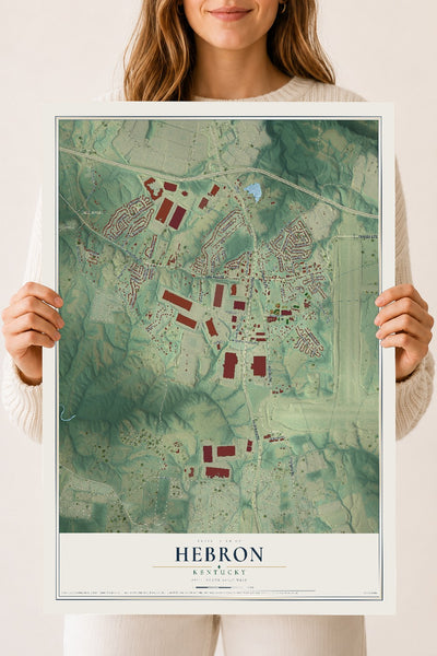 Map of Hebron, Kentucky, 18 x 24 inch unframed archival matte print