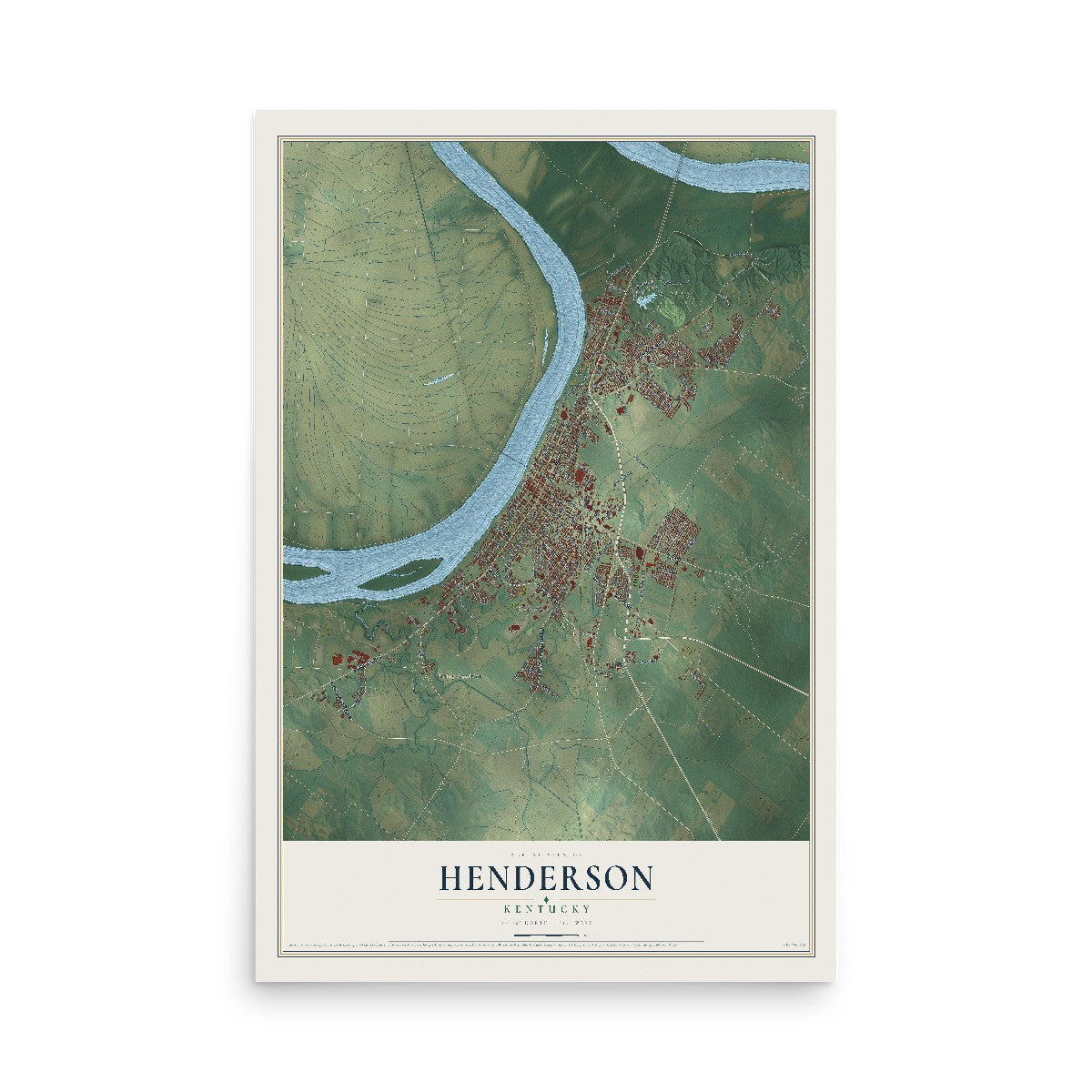 Map of Henderson, Kentucky, 12 x 18 inch unframed archival matte print