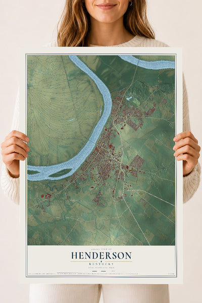 Map of Henderson, Kentucky, 18 x 24 inch unframed archival matte print