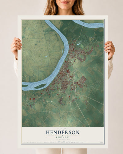 Map of Henderson, Kentucky, 24 x 36 inch unframed archival matte print