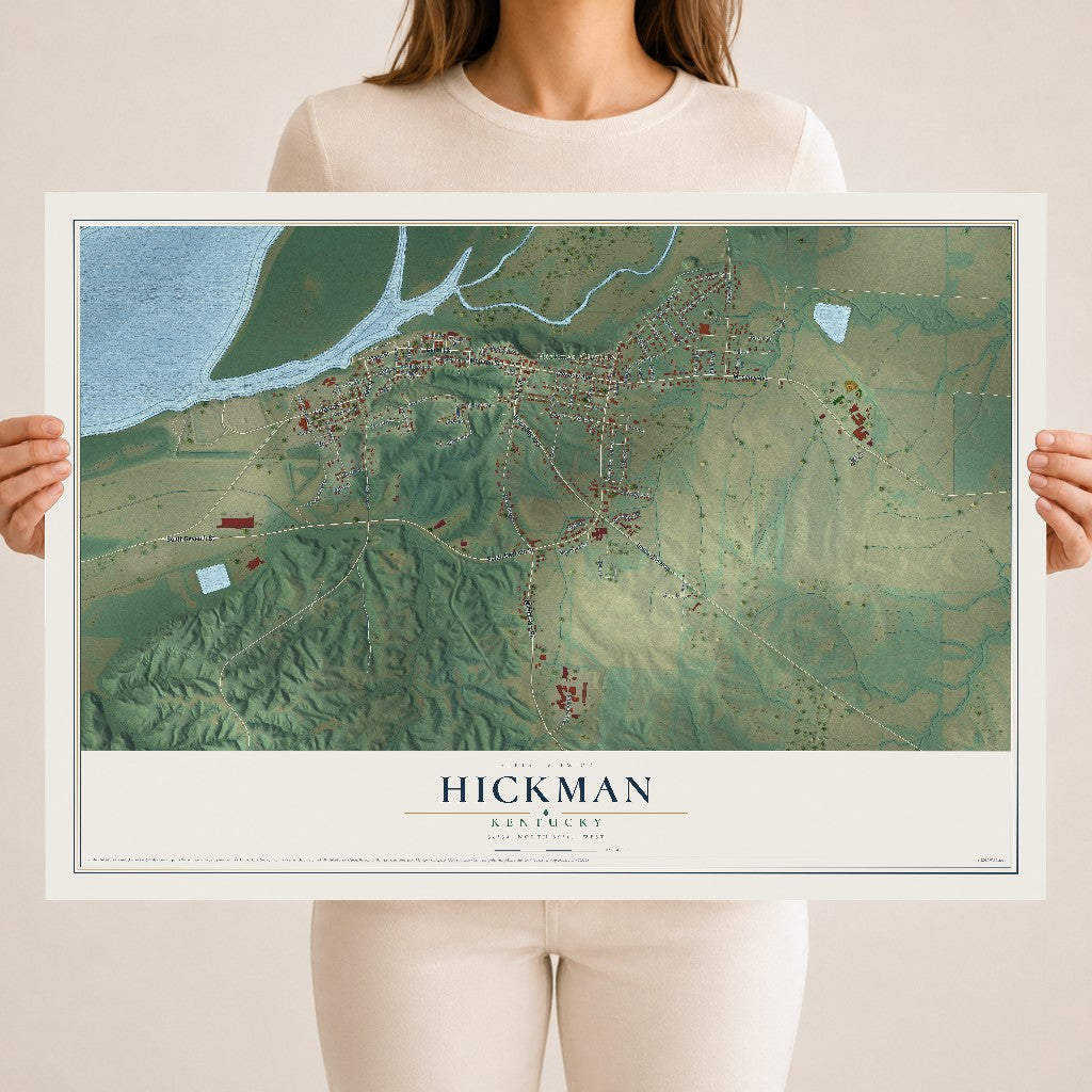 Map of Hickman, Kentucky, 18 x 24 inch unframed archival matte print