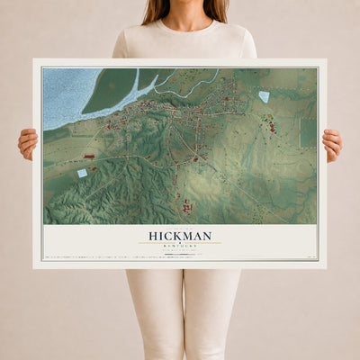 Map of Hickman, Kentucky, 24 x 36 inch unframed archival matte print