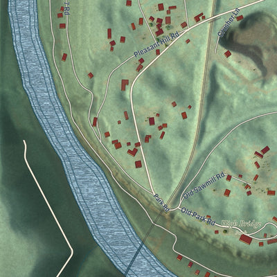 Close-up of the map of High Bridge, Kentucky print showing street and building detail