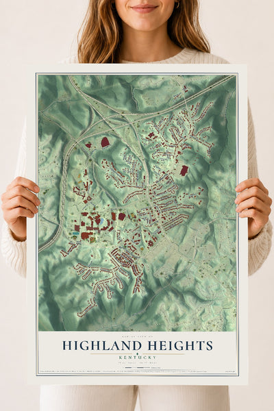 Map of Highland Heights, Kentucky, 18 x 24 inch unframed archival matte print