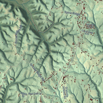 Close-up of the map of Highland, Kentucky print showing street and building detail