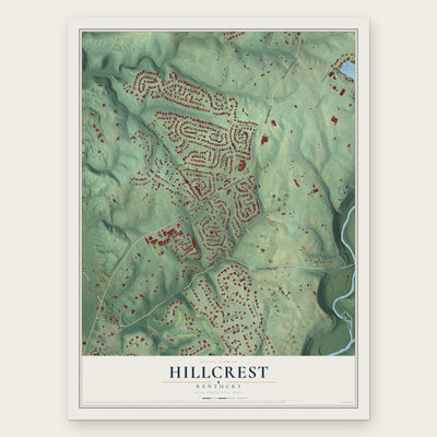 Hillcrest, Kentucky map print, the full design