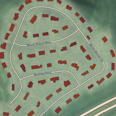 Close-up of the map of Hills and Dales, Kentucky print showing street and building detail