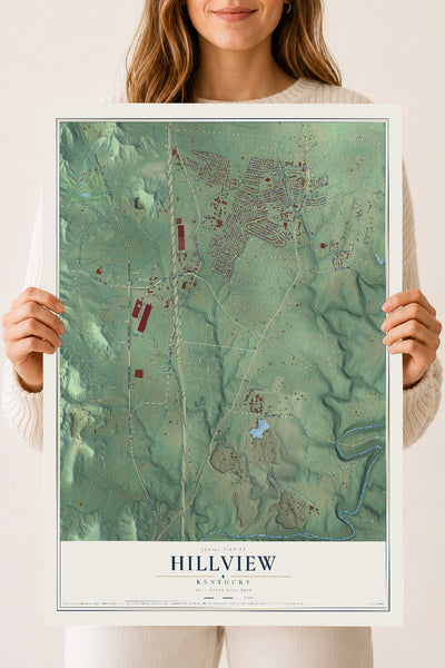 Map of Hillview, Kentucky, 18 x 24 inch unframed archival matte print