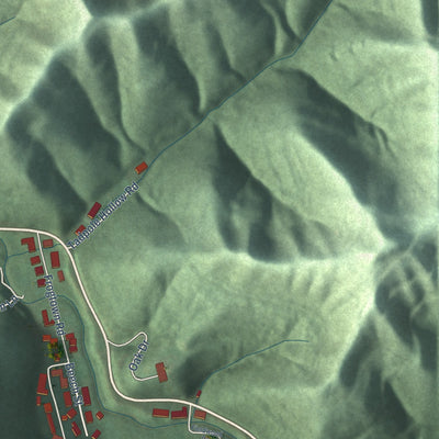 Second close-up of the map of Hindman, Kentucky print showing more streets and buildings