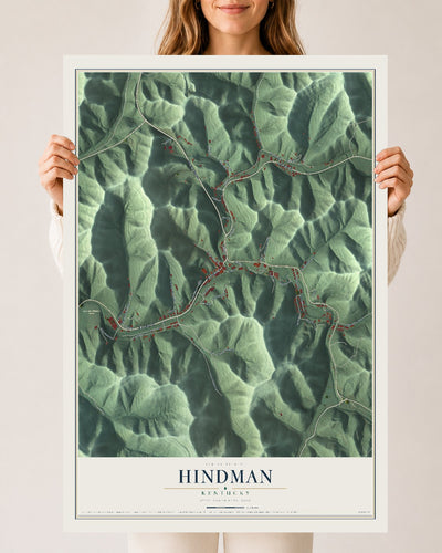 Map of Hindman, Kentucky, 24 x 36 inch unframed archival matte print