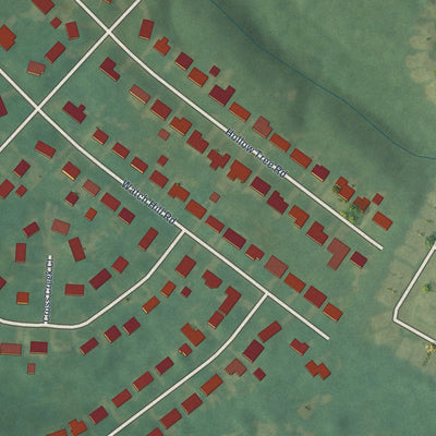 Second close-up of the map of Hollow Creek, Kentucky print showing more streets and buildings
