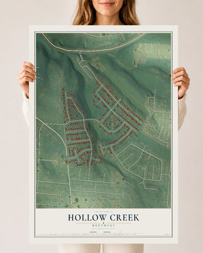 Map of Hollow Creek, Kentucky, 24 x 36 inch unframed archival matte print