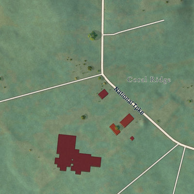 Second close-up of the map of Hollyvilla, Kentucky print showing more streets and buildings