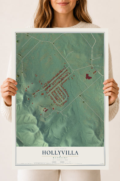 Map of Hollyvilla, Kentucky, 18 x 24 inch unframed archival matte print