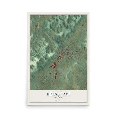 Map of Horse Cave, Kentucky, 12 x 18 inch unframed archival matte print