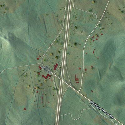 Second close-up of the map of Horse Cave, Kentucky print showing more streets and buildings