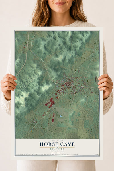 Map of Horse Cave, Kentucky, 18 x 24 inch unframed archival matte print