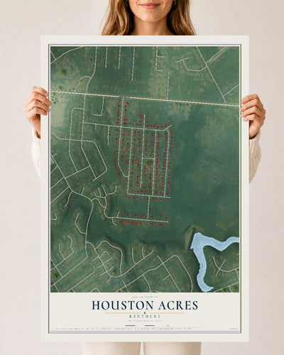 Map of Houston Acres, Kentucky, 24 x 36 inch unframed archival matte print
