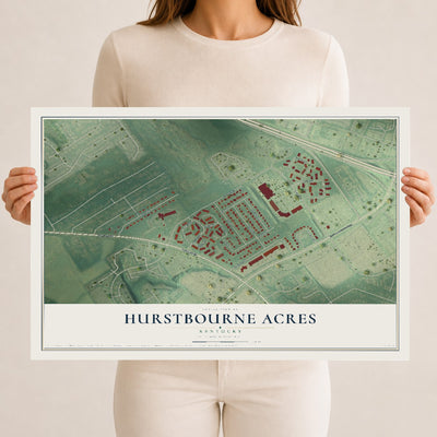 Map of Hurstbourne Acres, Kentucky, 12 x 18 inch unframed archival matte print
