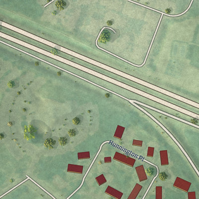 Close-up of the map of Hurstbourne Acres, Kentucky print showing street and building detail