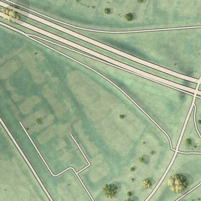 Second close-up of the map of Hurstbourne Acres, Kentucky print showing more streets and buildings
