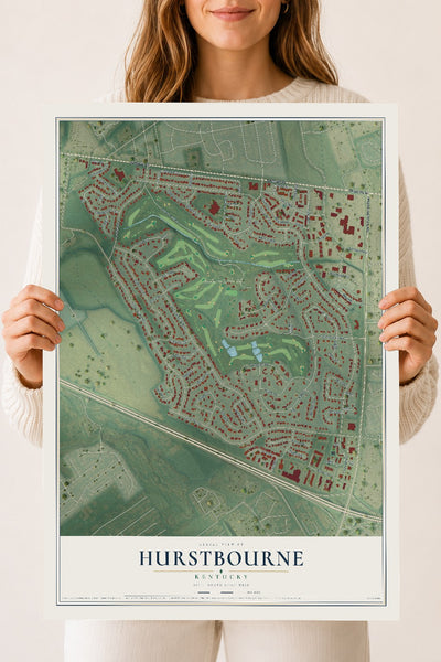 Map of Hurstbourne, Kentucky, 18 x 24 inch unframed archival matte print