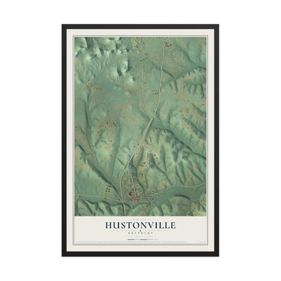 Map of Hustonville, Kentucky, 12 x 18 inch print in a black wood frame