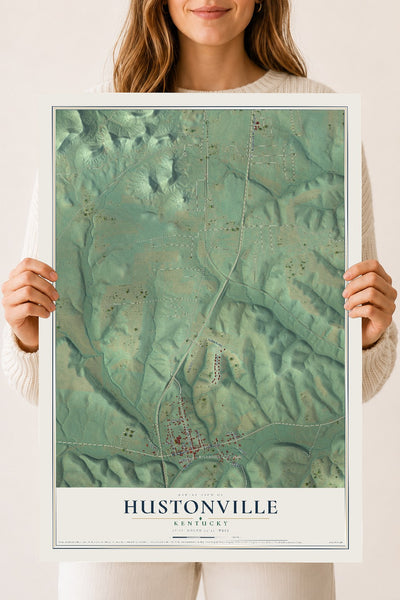Map of Hustonville, Kentucky, 18 x 24 inch unframed archival matte print