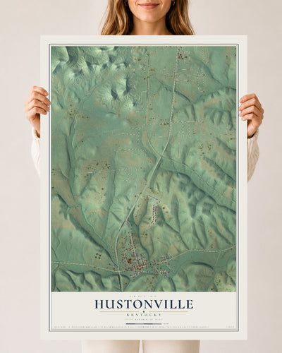 Map of Hustonville, Kentucky, 24 x 36 inch unframed archival matte print