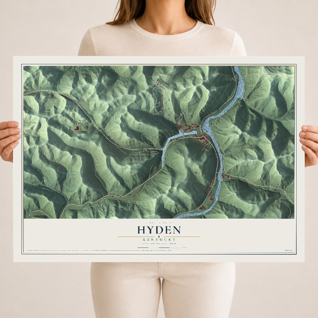 Map of Hyden, Kentucky, 18 x 24 inch unframed archival matte print