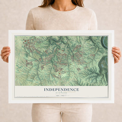 Map of Independence, Kentucky, 12 x 18 inch print in a white wood frame