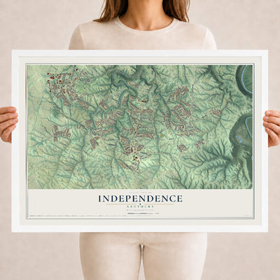 Map of Independence, Kentucky, 18 x 24 inch print in a white wood frame