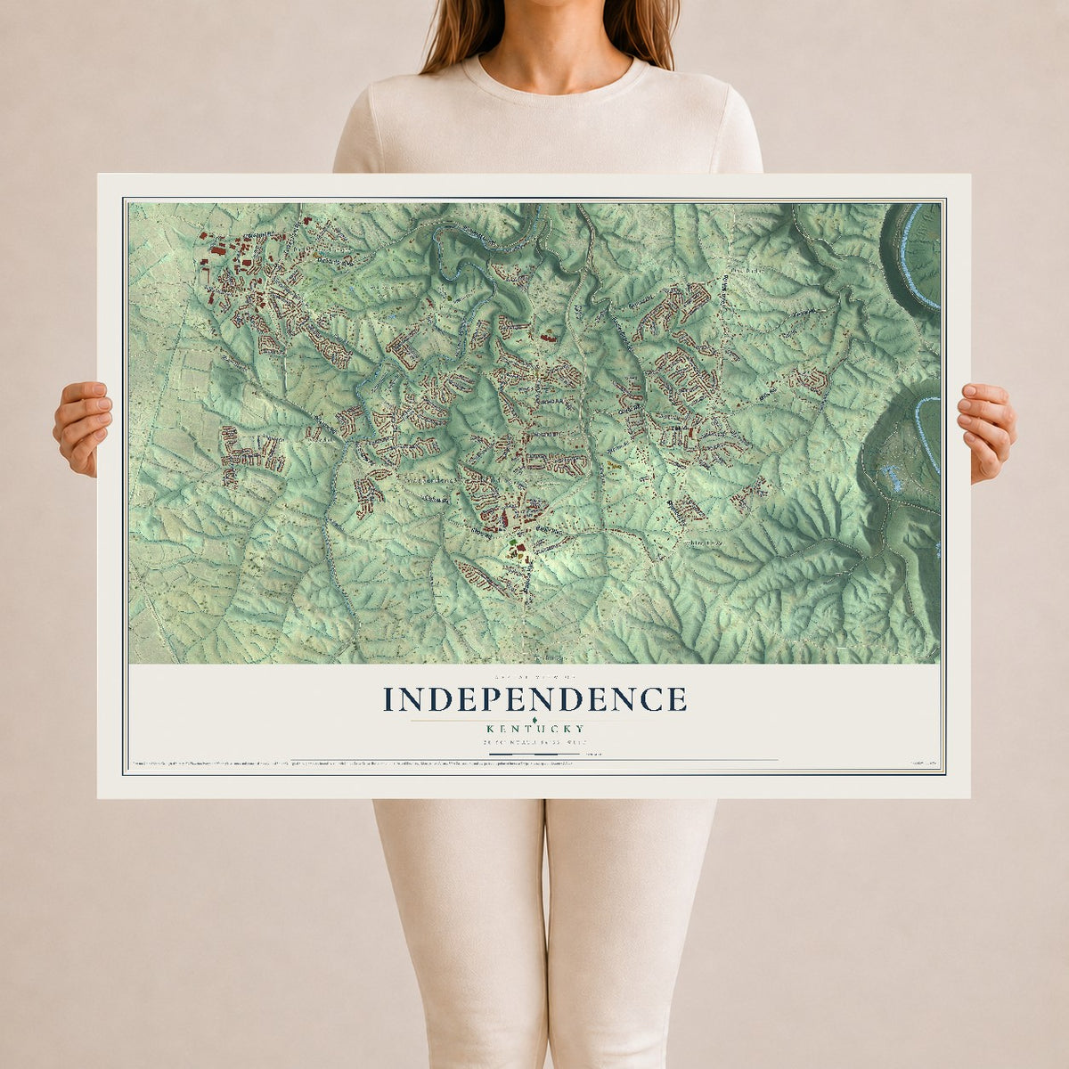 Map of Independence, Kentucky, 24 x 36 inch unframed archival matte print